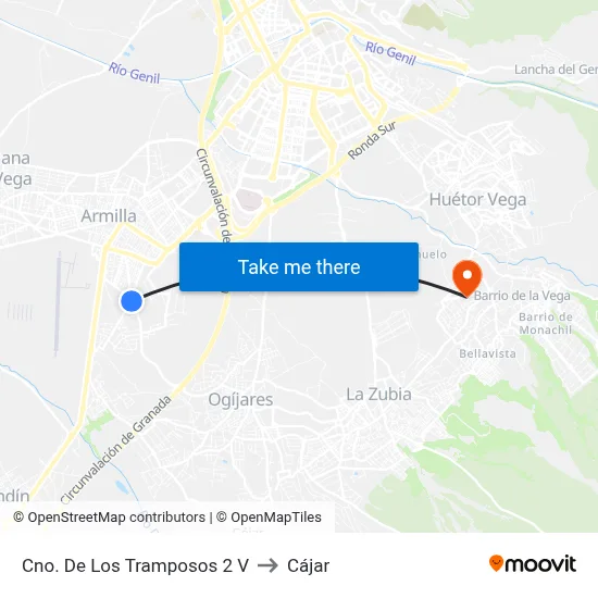 Cno. De Los Tramposos 2 V to Cájar map