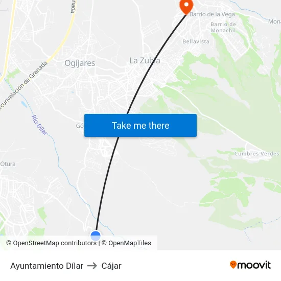 Ayuntamiento Dílar to Cájar map