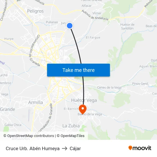 Cruce Urb. Abén Humeya to Cájar map