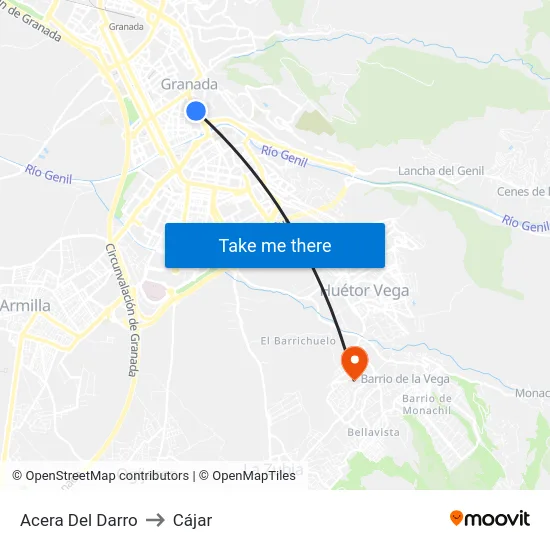 Acera Del Darro to Cájar map