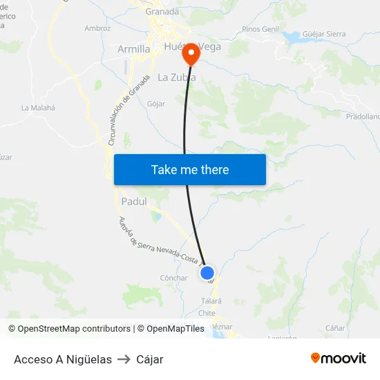 Acceso A Nigüelas to Cájar map