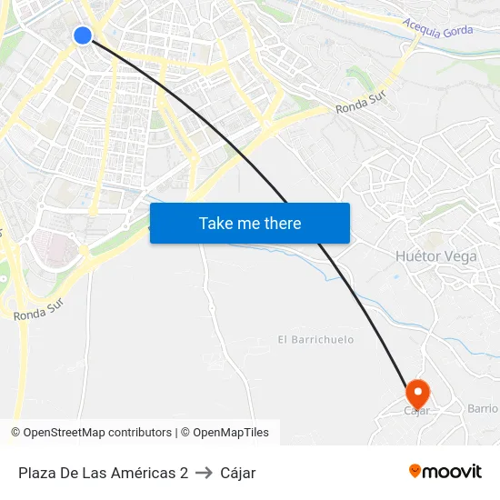 Plaza De Las Américas 2 to Cájar map
