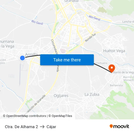 Ctra. De Alhama 2 to Cájar map