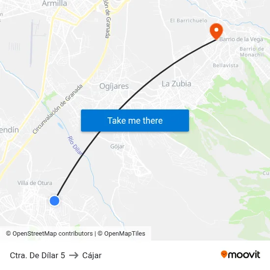 Ctra. De Dílar 5 to Cájar map