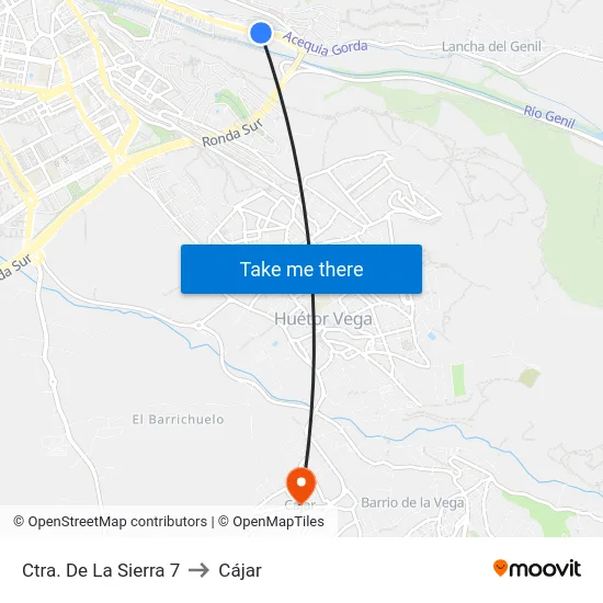 Ctra. De La Sierra 7 to Cájar map