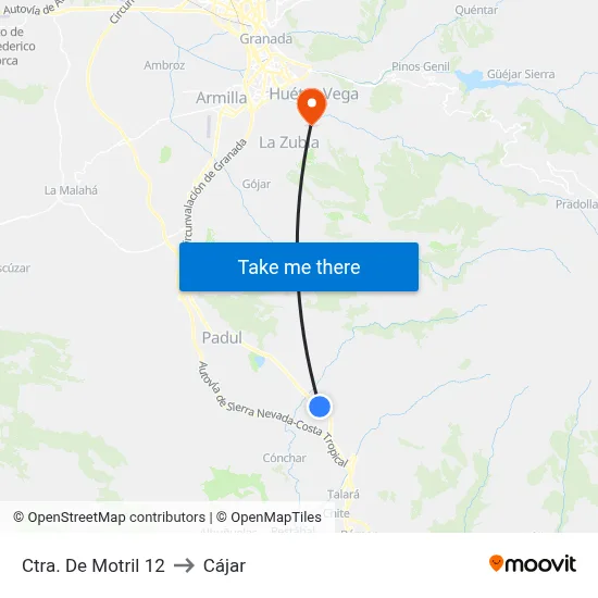 Ctra. De Motril 12 to Cájar map