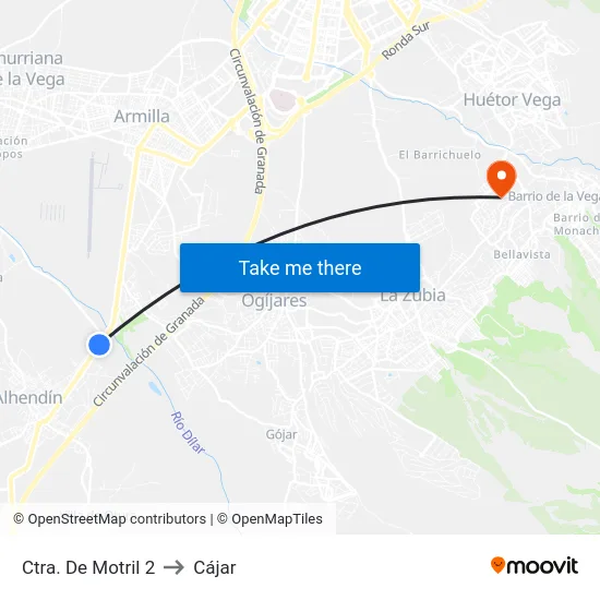 Ctra. De Motril 2 to Cájar map