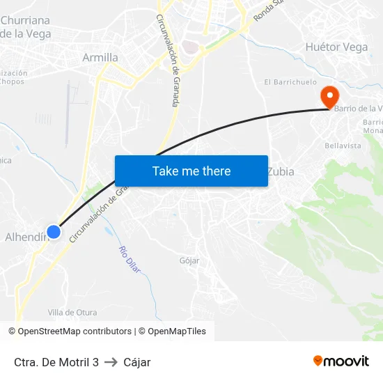 Ctra. De Motril 3 to Cájar map