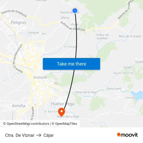 Ctra. De Víznar to Cájar map