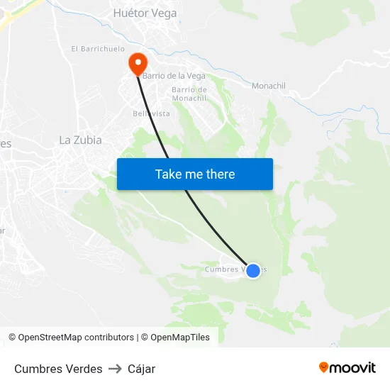 Cumbres Verdes to Cájar map