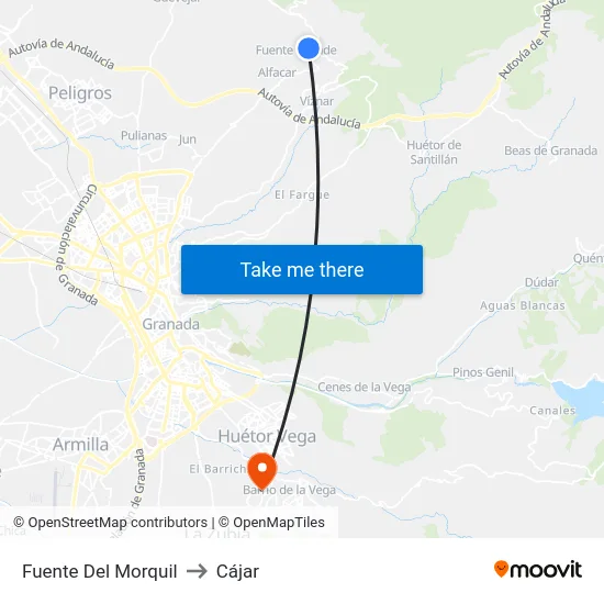 Fuente Del Morquil to Cájar map