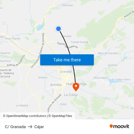 C/ Granada to Cájar map
