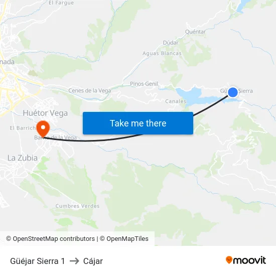 Güéjar Sierra 1 to Cájar map