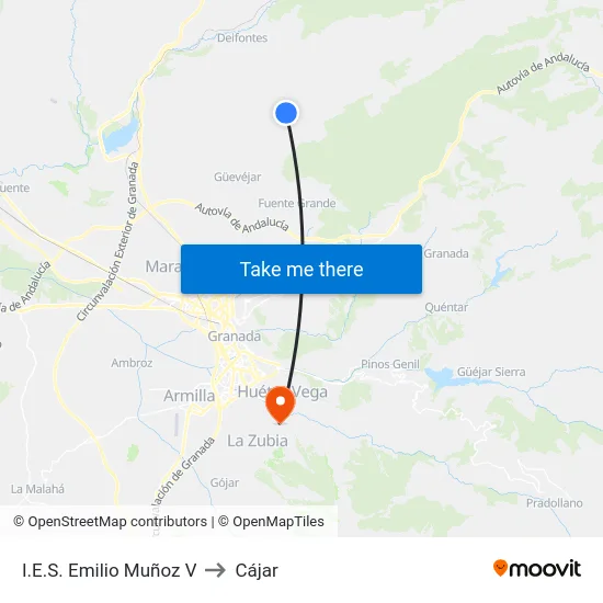 I.E.S. Emilio Muñoz V to Cájar map