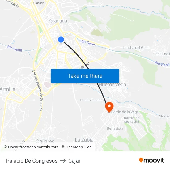Palacio De Congresos to Cájar map