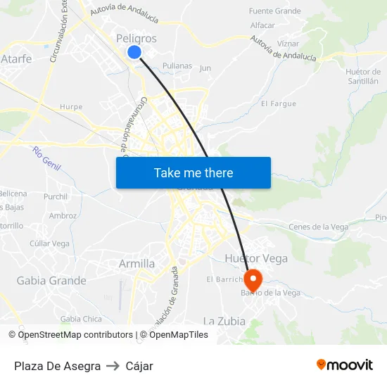 Plaza De Asegra to Cájar map