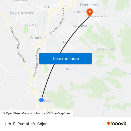 Urb. El Puntal to Cájar map
