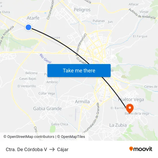 Ctra. De Córdoba V to Cájar map