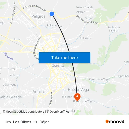 Urb. Los Olivos to Cájar map