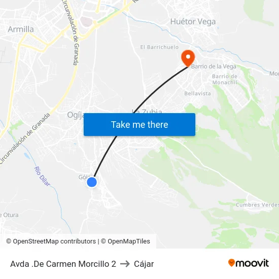 Avda .De Carmen Morcillo 2 to Cájar map