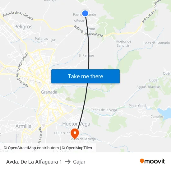 Avda. De La Alfaguara 1 to Cájar map