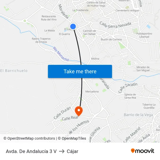 Avda. De Andalucía 3 V to Cájar map