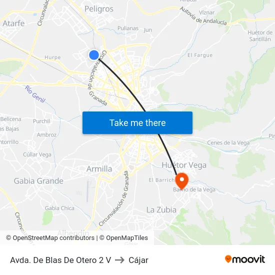 Avda. De Blas De Otero 2 V to Cájar map