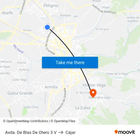 Avda. De Blas De Otero 3 V to Cájar map