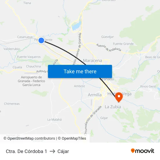 Ctra. De Córdoba 1 to Cájar map