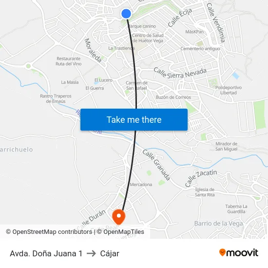 Avda. Doña Juana 1 to Cájar map