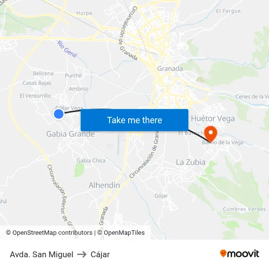 Avda. San Miguel to Cájar map