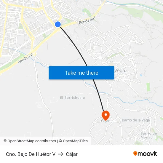 Cno. Bajo De Huétor V to Cájar map