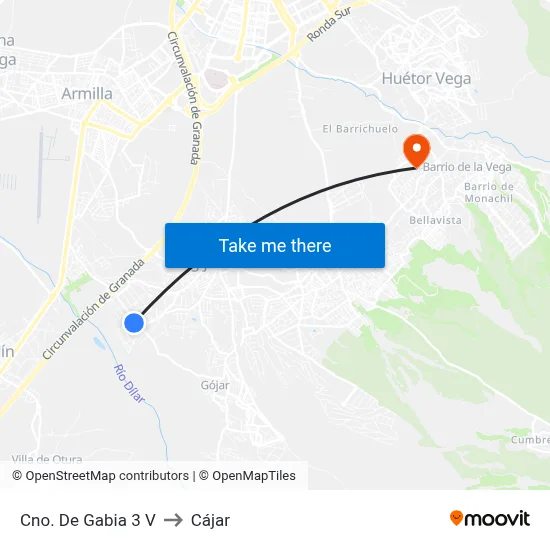Cno. De Gabia 3 V to Cájar map