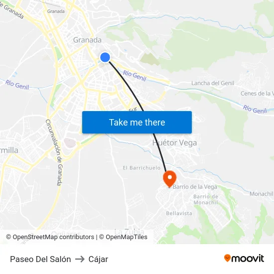 Paseo Del Salón to Cájar map