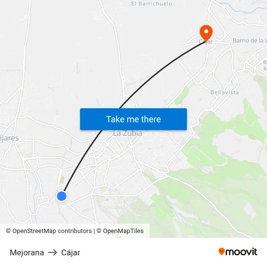 Mejorana to Cájar map