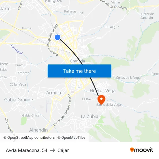 Avda Maracena, 54 to Cájar map