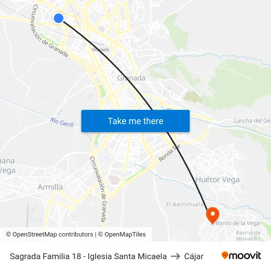 Sagrada Familia 18 - Iglesia Santa Micaela to Cájar map