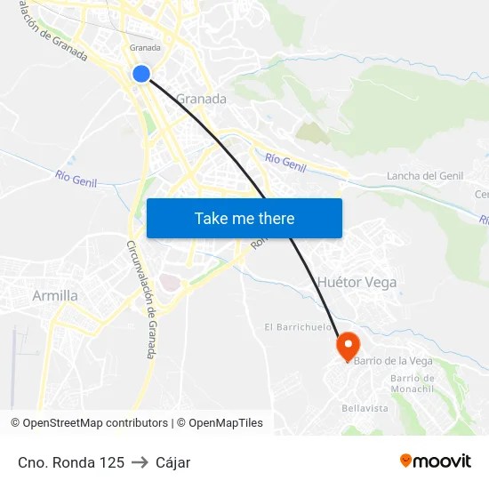 Cno. Ronda 125 to Cájar map