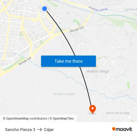 Sancho Panza 3 to Cájar map