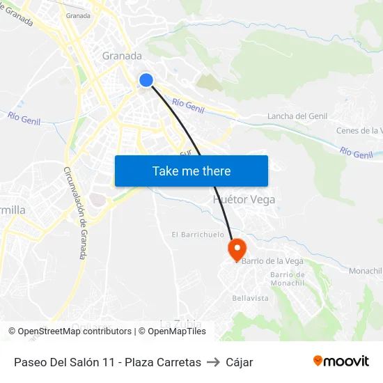Paseo Del Salón 11 - Plaza Carretas to Cájar map