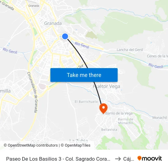 Paseo De Los Basilios 3 - Col. Sagrado Corazón to Cájar map