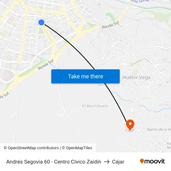 Andrés Segovia 60 - Centro Cívico Zaidín to Cájar map