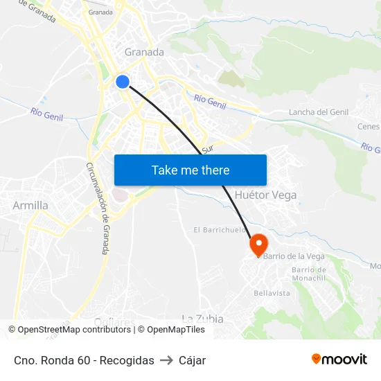 Cno. Ronda 60 - Recogidas to Cájar map