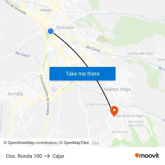 Cno. Ronda 100 to Cájar map