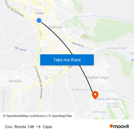 Cno. Ronda 148 to Cájar map
