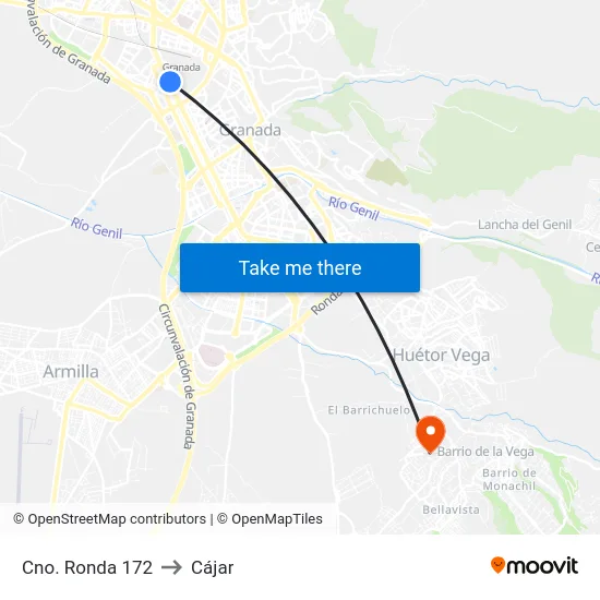 Cno. Ronda 172 to Cájar map