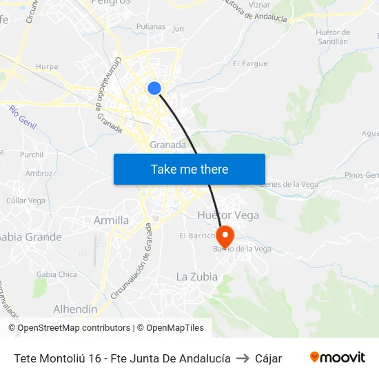 Tete Montoliú 16 - Fte Junta De Andalucía to Cájar map