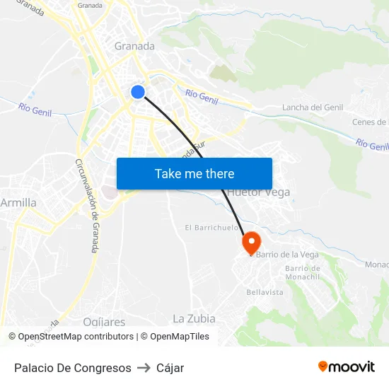 Palacio De Congresos to Cájar map