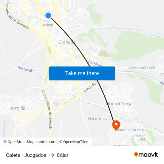 Caleta - Juzgados to Cájar map