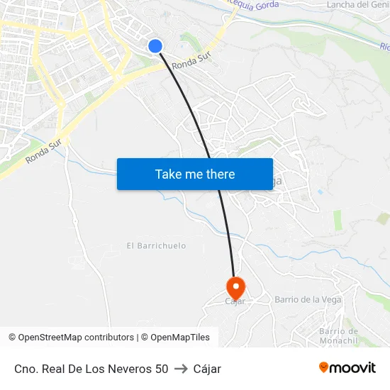 Cno. Real De Los Neveros 50 to Cájar map